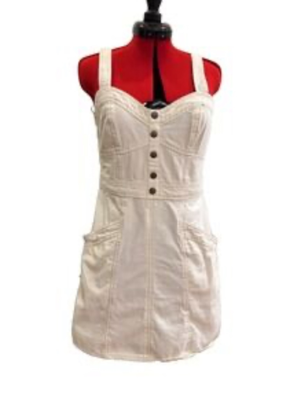Lone Star Cream Denim Button-Front Mini Dress